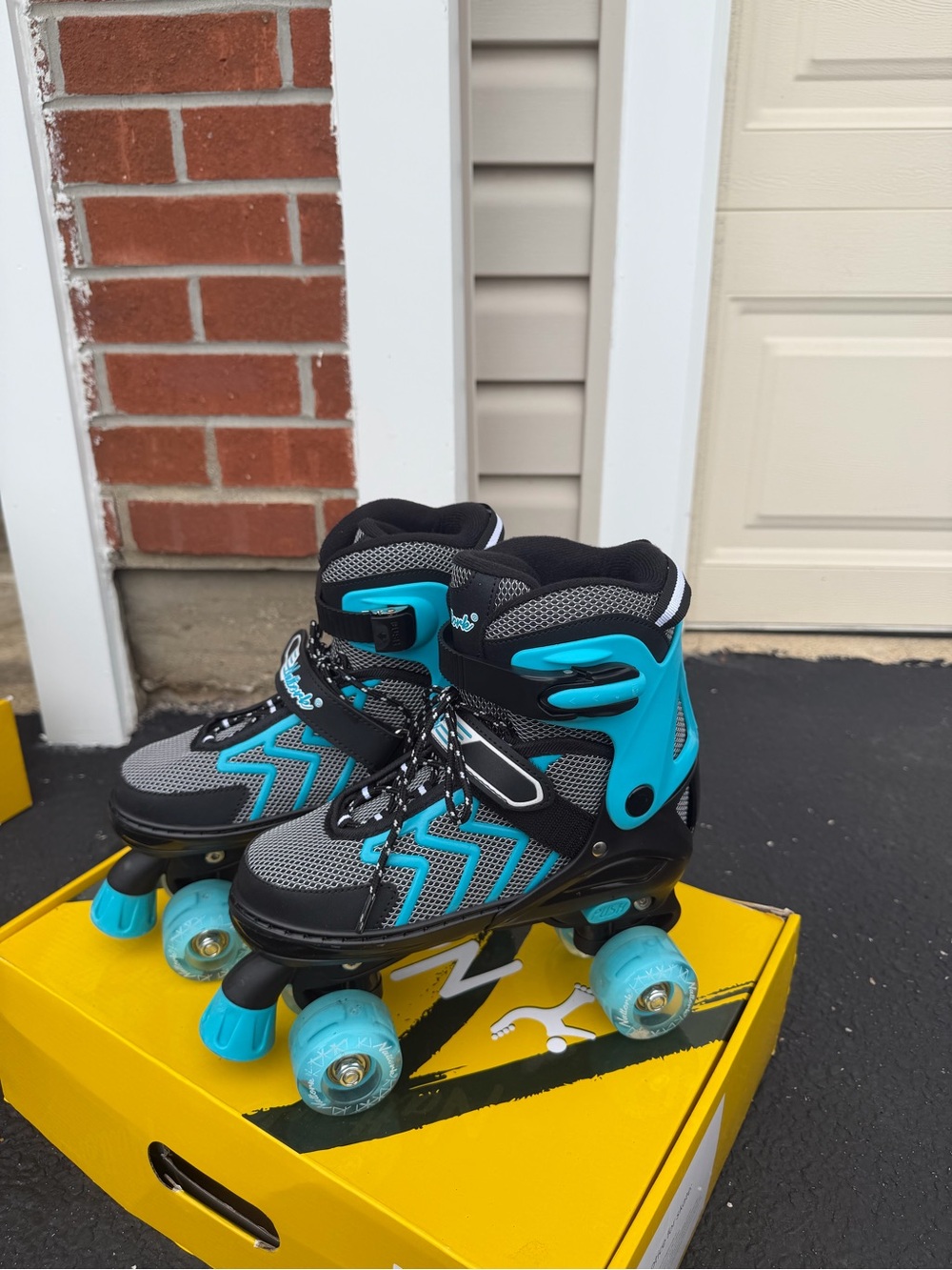 Kids Blue Black Roller Skates – Adjustable Quad Skates for Children